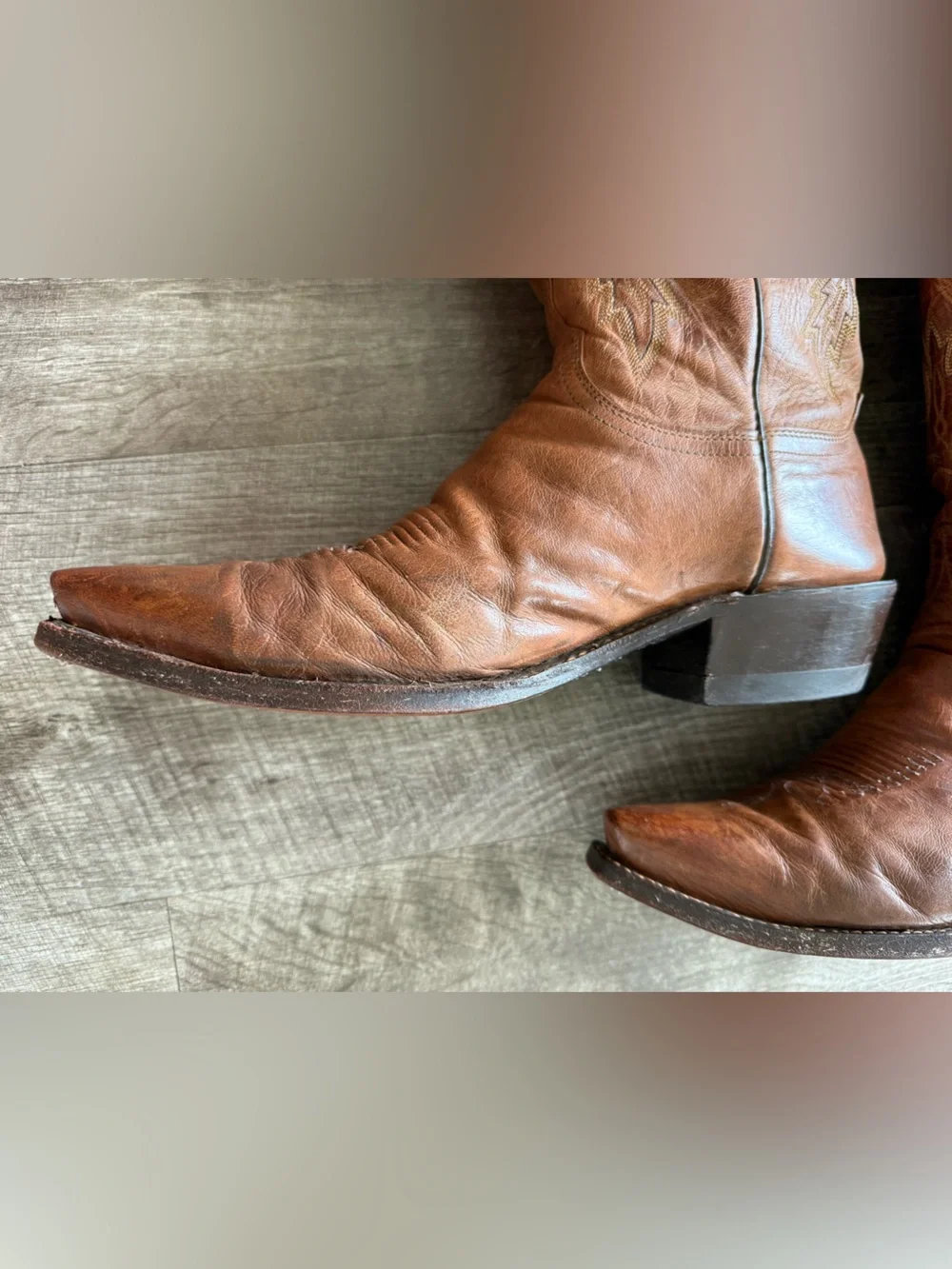 Lucchese 1883 Men's Handmade Burnished Tan Mad Dog Goat Boots Size 12D